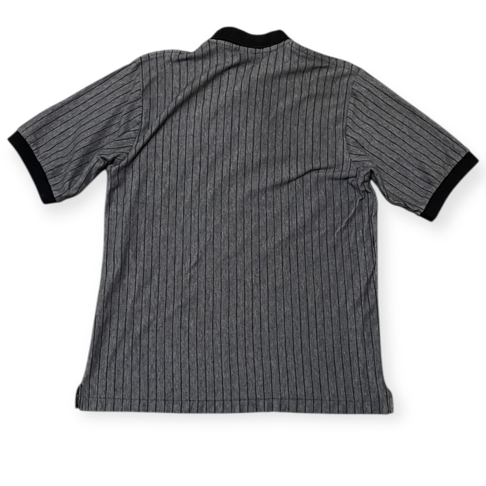 Vintage BOAST Polo Shirt Mens Gray Black Striped 100% Cotton Preppy 80s 90s Sz M - Picture 9 of 10